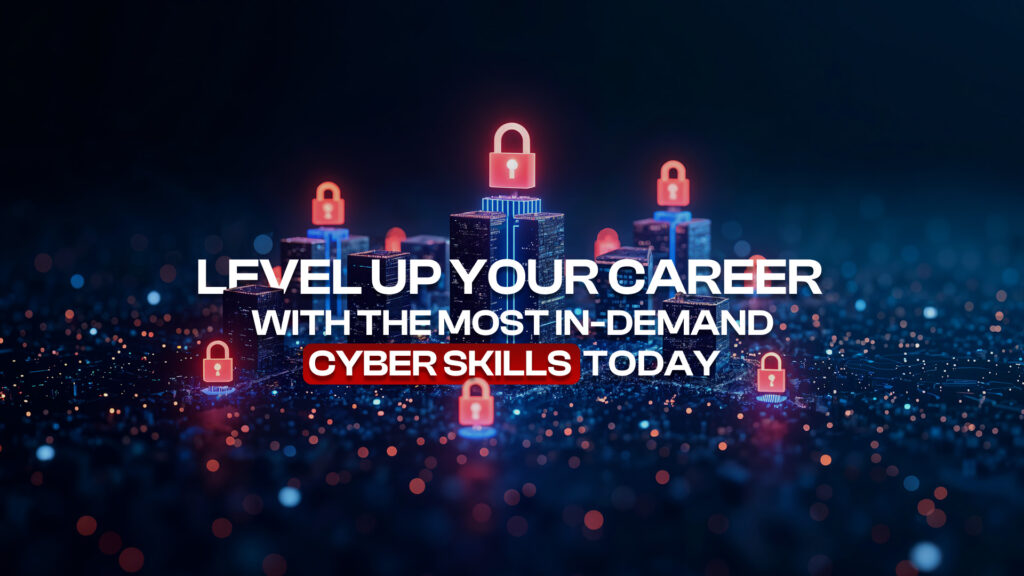Level up your career with Ethical hacking training in Kochi showcasing cybersecurity skills, digital cityscape, and secure network protection icons